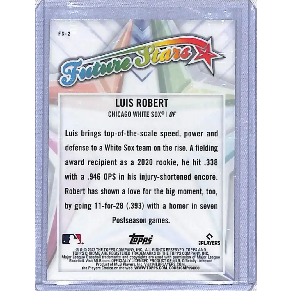 2022 Topps Chrome Future Stars #FS-2 Luis Robert NM-MT Chicago White Sox - Baseball Card Single