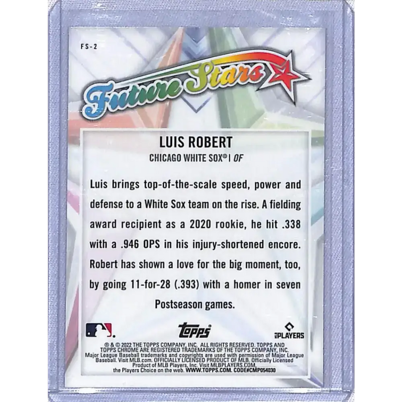 2022 Topps Chrome Future Stars #FS-2 Luis Robert NM-MT Chicago White Sox - Baseball Card Single