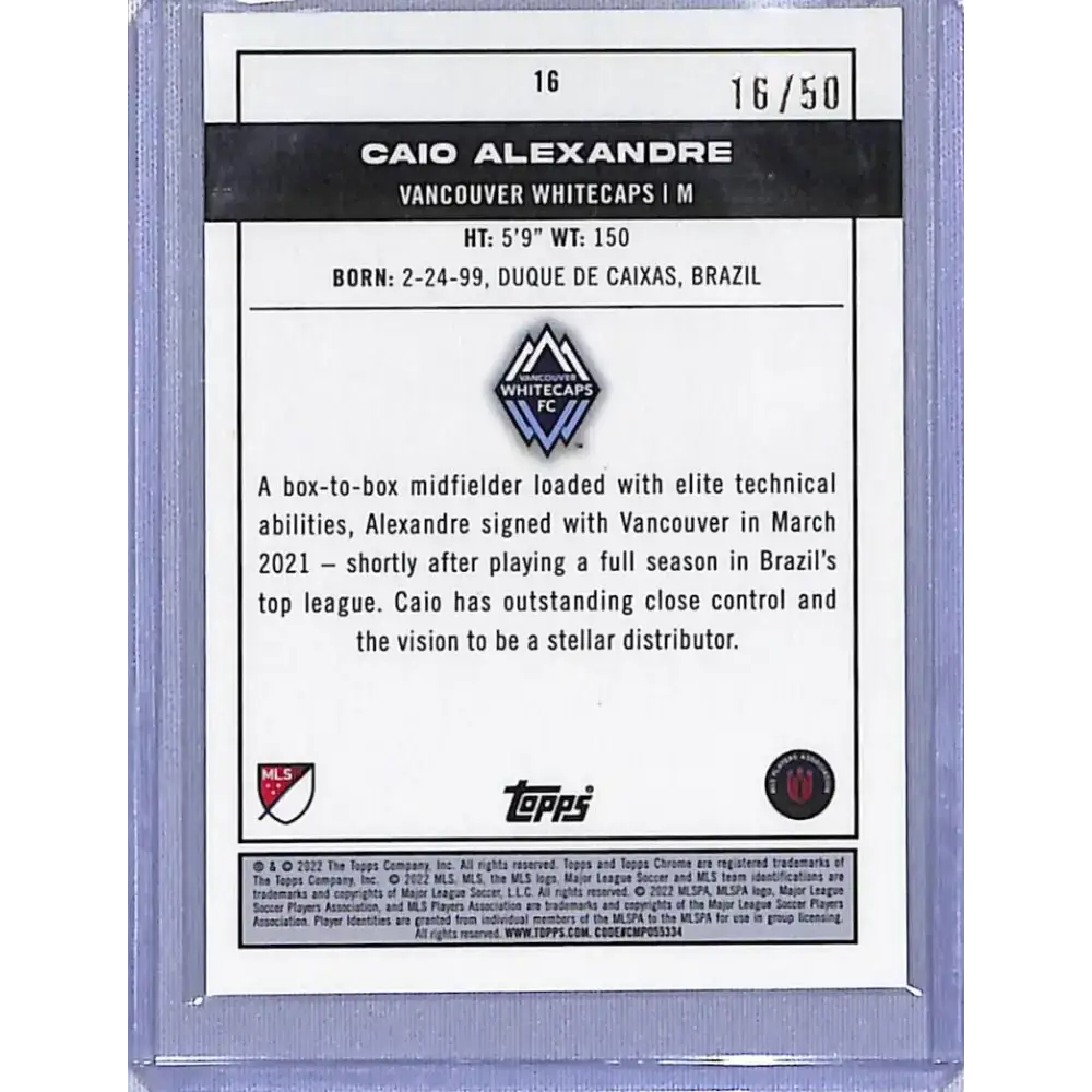 2022 Topps Chrome Gold Pitch Prodigies #16 Caio Alexandre NM-MT 16/50 Vancouver Whitecaps - Soccer Card Single