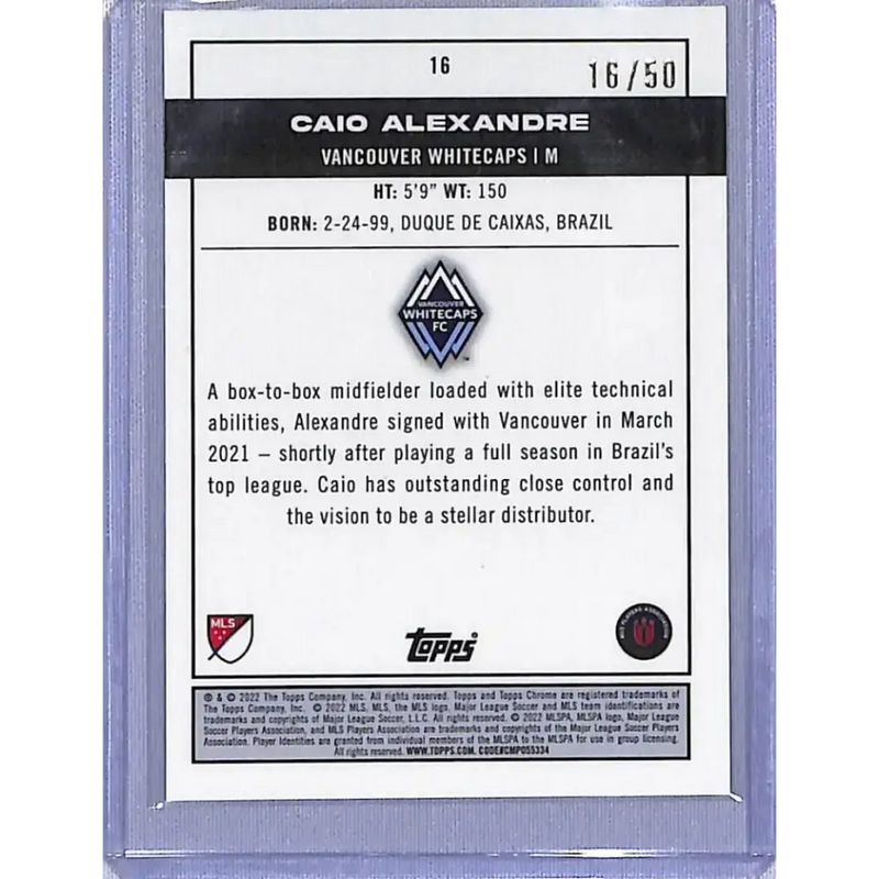 2022 Topps Chrome Gold Pitch Prodigies #16 Caio Alexandre NM-MT 16/50 Vancouver Whitecaps - Soccer Card Single