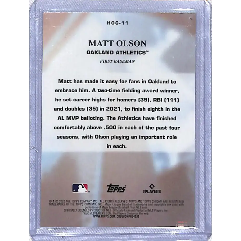 2022 Topps Chrome Heart of the City #HOC-11 Matt Olson NM-MT Oakland Athletics - Baseball Card Single