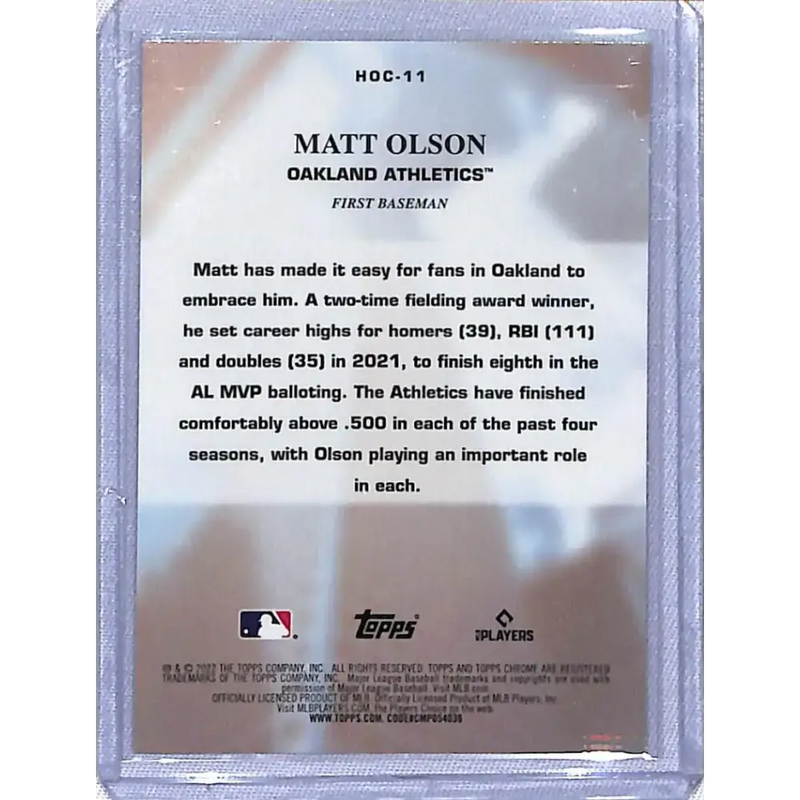2022 Topps Chrome Heart of the City #HOC-11 Matt Olson NM-MT Oakland Athletics - Baseball Card Single