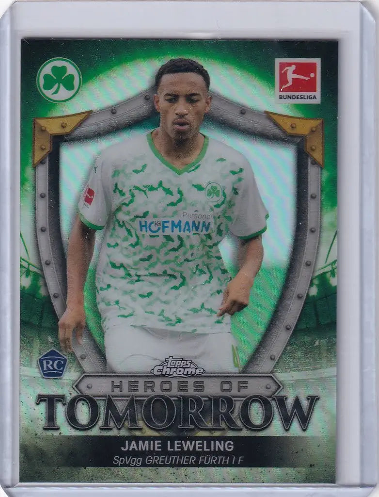 Soccer trading card of Jamie Leweling in SpVgg Greuther Fürth jersey, Topps Chrome Heroes