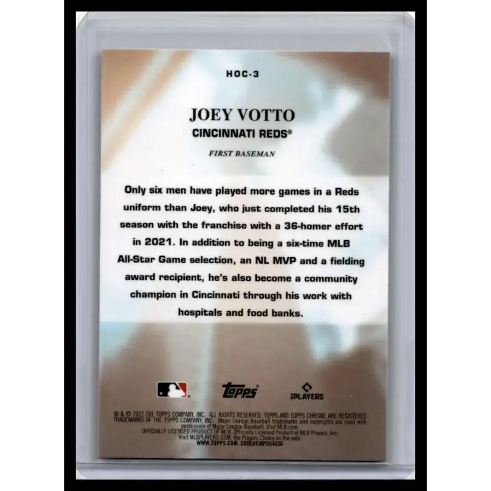 2022 Topps Chrome #HOC-3 Joey Votto NM-MT Cincinnati Reds Baseball Card - Baseball Card Single