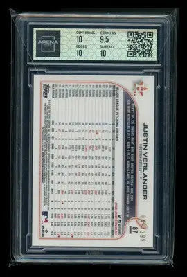 2022 Topps Chrome Justin Verlander #87 Purple Speckle 049/299 Arena Club 10