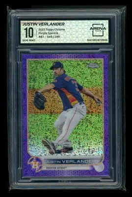 2022 Topps Chrome Justin Verlander #87 Purple Speckle 049/299 Arena Club 10