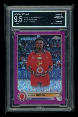 2022 Topps Chrome McDonald’s Fuchsia Refractor Adem Bona #15 107/150 AC 9.5 - Basketball Card Single