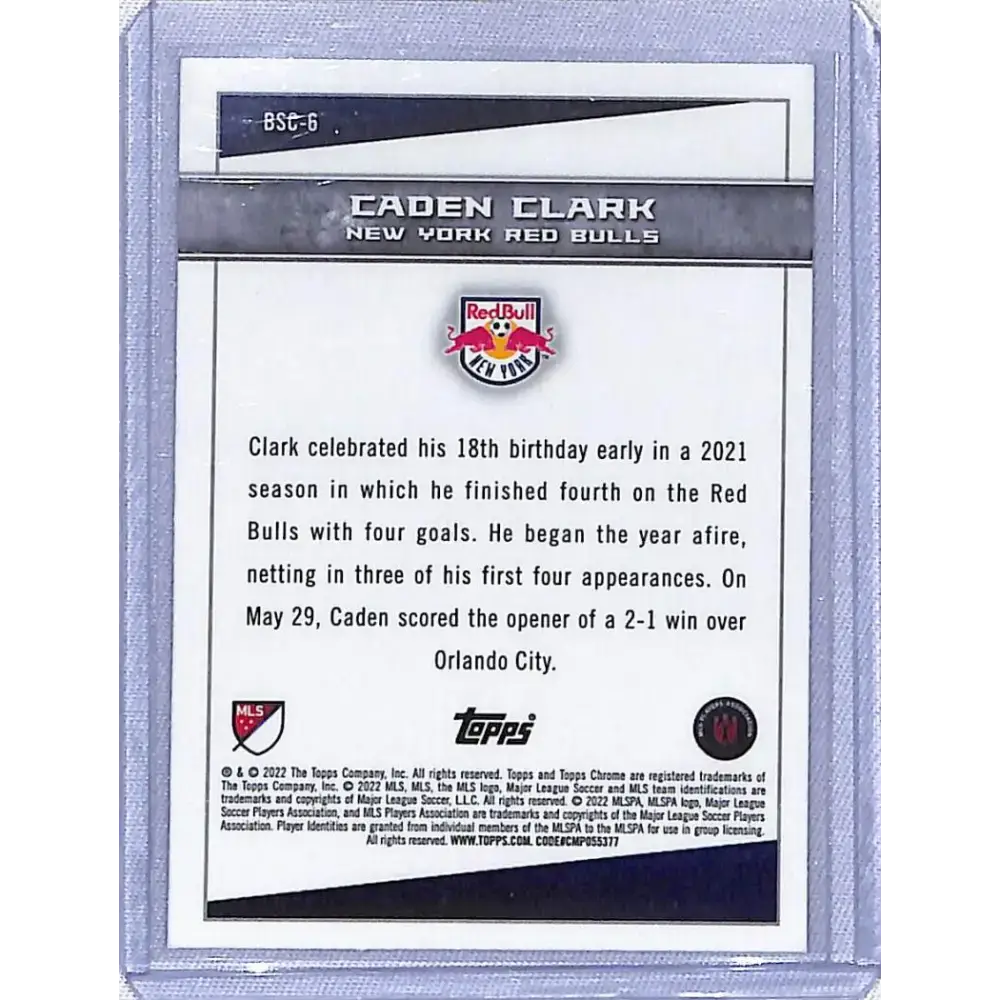 2022 Topps Chrome MLS Soccer #BSC-6 Caden Clark NM-MT New York Red Bulls - Soccer Card Single