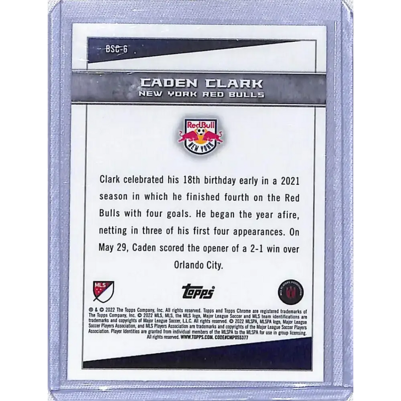 2022 Topps Chrome MLS Soccer #BSC-6 Caden Clark NM-MT New York Red Bulls - Soccer Card Single