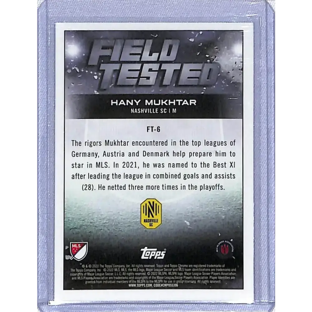 2022 Topps Chrome MLS Soccer Field Tested #FT-6 Hany Mukhtar NM-MT Nashville SC - Soccer Card Single