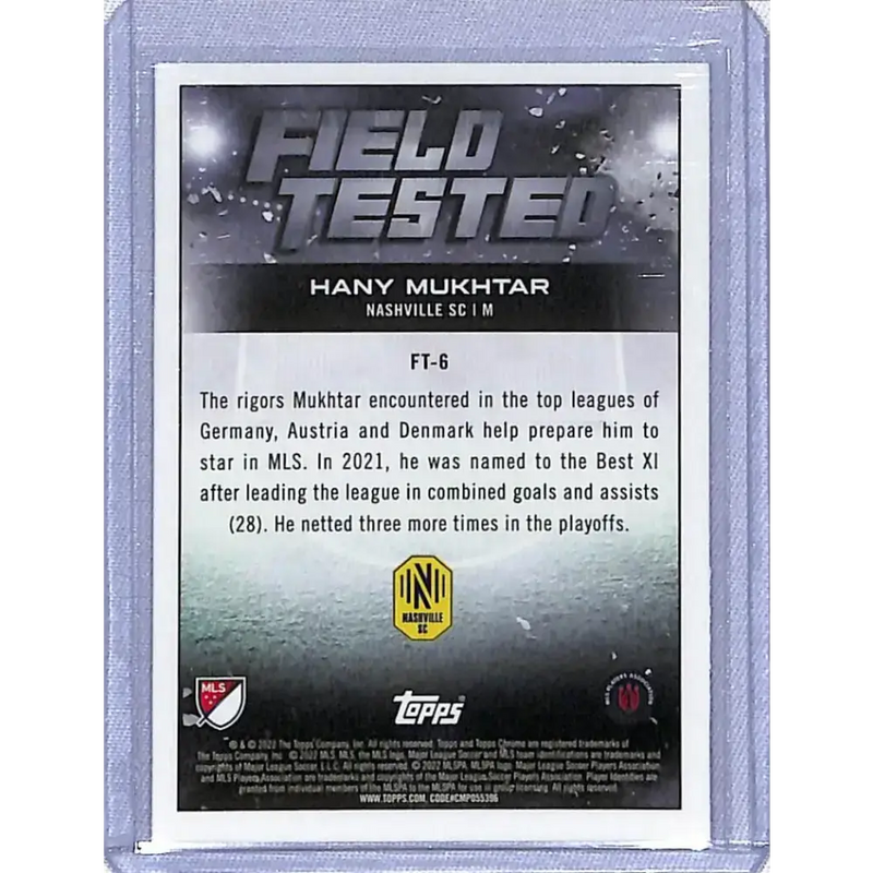 2022 Topps Chrome MLS Soccer Field Tested #FT-6 Hany Mukhtar NM-MT Nashville SC - Soccer Card Single