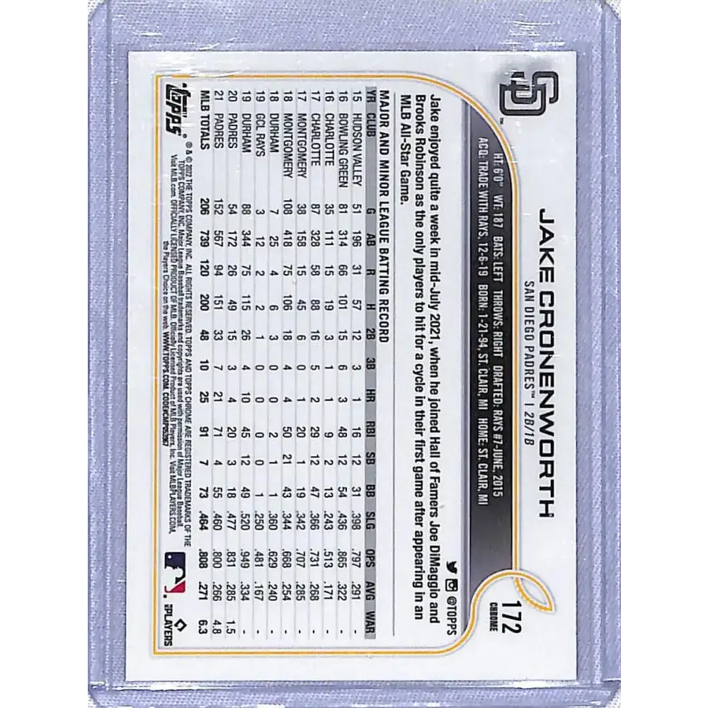 2022 Topps Chrome Pink #172 Jake Cronenworth NM-MT San Diego Padres - Baseball Card Single
