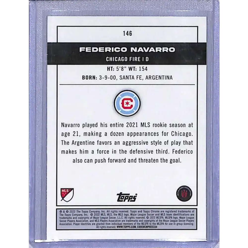 2022 Topps Chrome Pitch Prodigies #146 Federico Navarro NM-MT Chicago Fire - Soccer Card Single