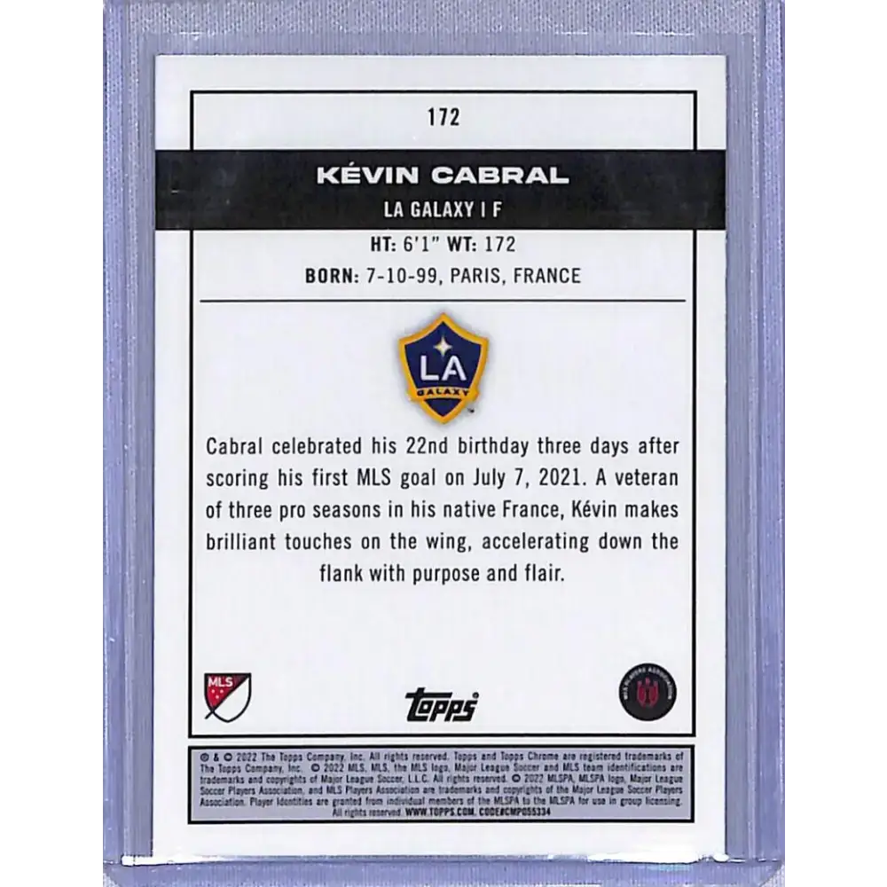 2022 Topps Chrome Pitch Prodigies #172 Kevin Cabral NM-MT LA Galaxy - Soccer Card Single