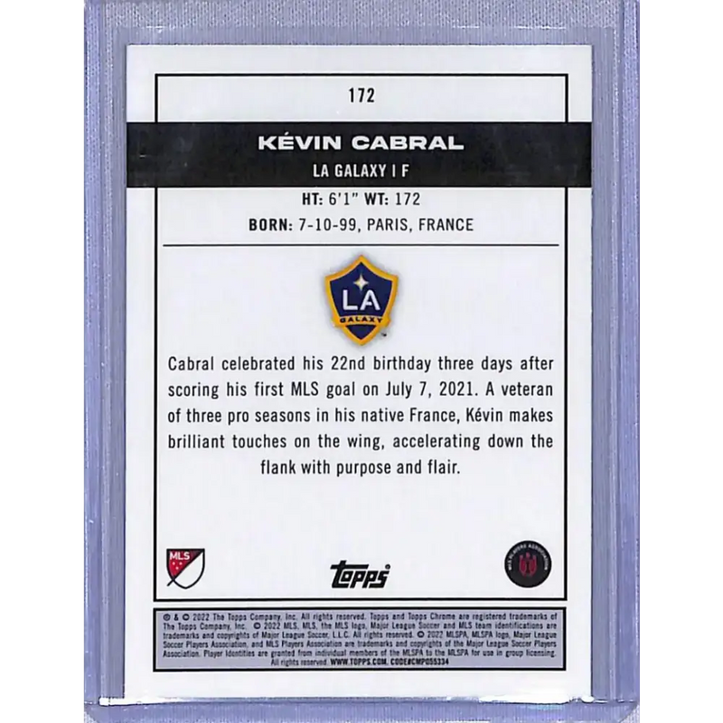 2022 Topps Chrome Pitch Prodigies #172 Kevin Cabral NM-MT LA Galaxy - Soccer Card Single