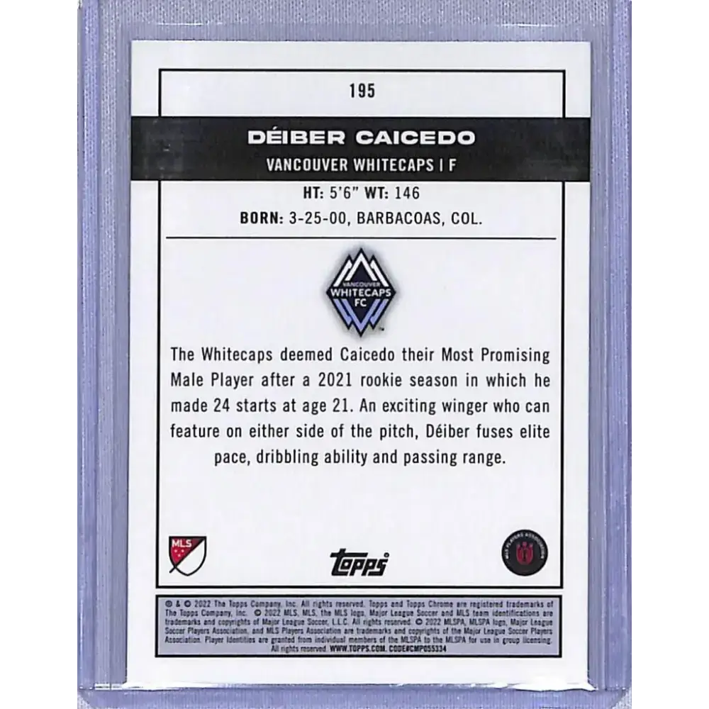 2022 Topps Chrome Pitch Prodigies #195 Deiber Caicedo NM-MT Vancouver Whitecaps - Soccer Card Single