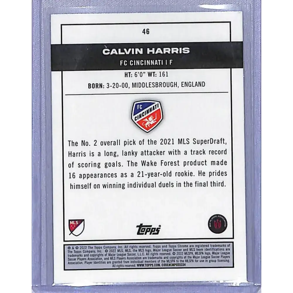 2022 Topps Chrome Pitch Prodigies #46 Calvin Harris NM-MT FC Cincinnati - Soccer Card Single