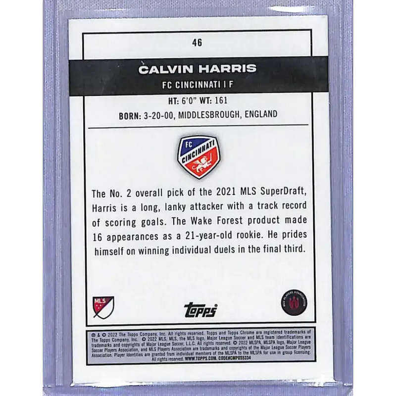 2022 Topps Chrome Pitch Prodigies #46 Calvin Harris NM-MT FC Cincinnati - Soccer Card Single