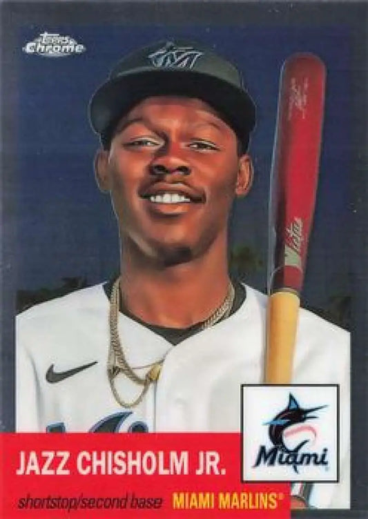 2022 Topps Chrome Platinum Anniversary #130 Jazz Chisholm Jr. EX Excellent Miami Marlins Baseball Card - Baseball Card