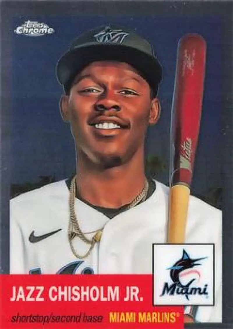 2022 Topps Chrome Platinum Anniversary #130 Jazz Chisholm Jr. EX Excellent Miami Marlins Baseball Card - Baseball Card