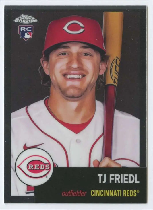 2022 Topps Chrome Platinum Anniversary #158 TJ Friedl EX Excellent RC Rookie Cincinnati Reds Baseball Card - Baseball