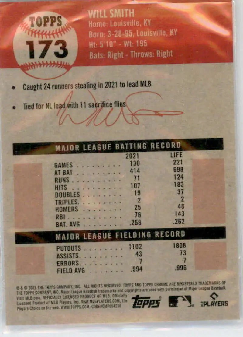 2022 Topps Chrome Platinum Anniversary #173 Will Smith EX Excellent Los Angeles Dodgers Baseball Card - Baseball Card