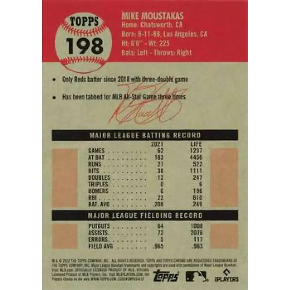 2022 Topps Chrome Platinum Anniversary #198 Mike Moustakas NM-MT Cincinnati Reds Baseball Card - Baseball Card Single