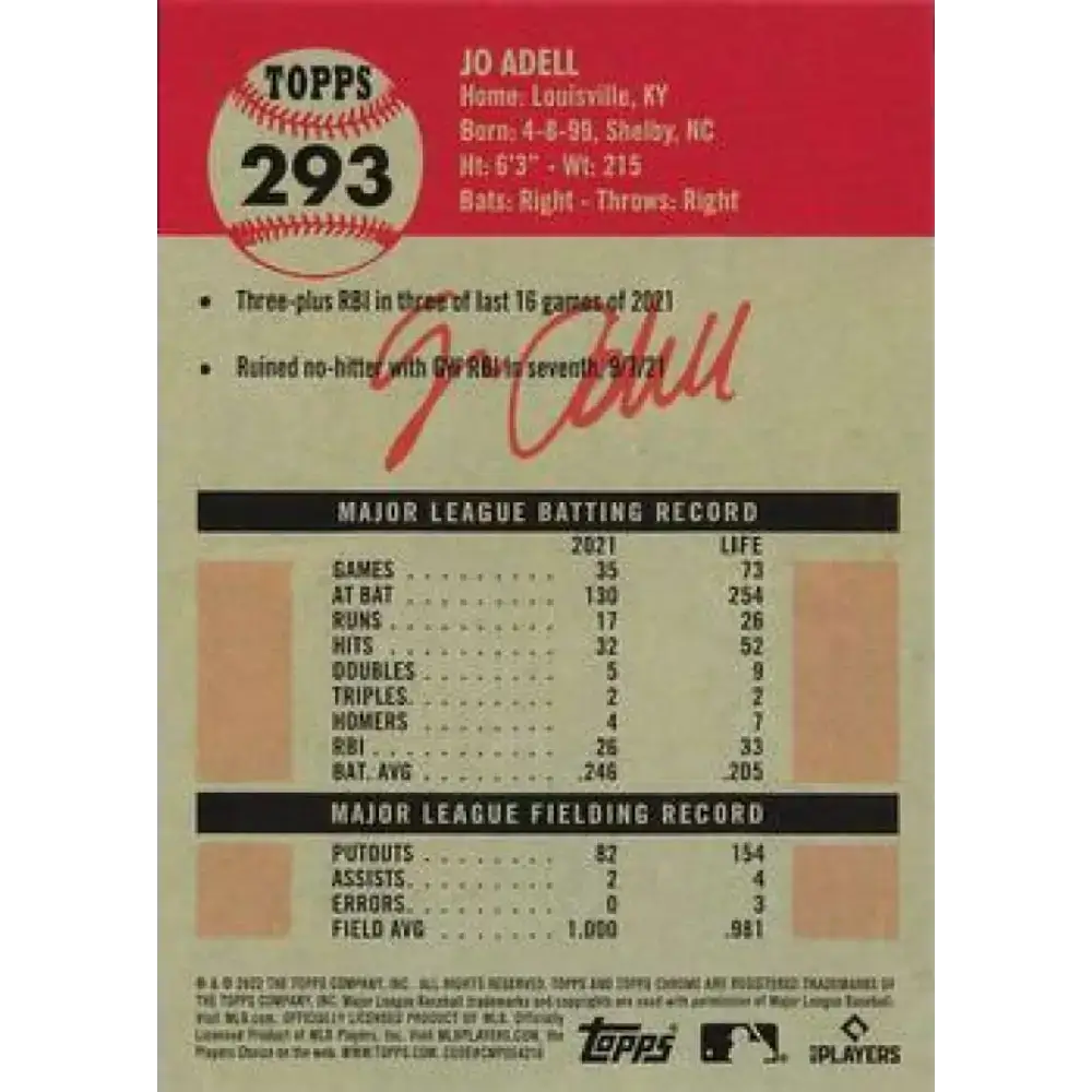 2022 Topps Chrome Platinum Anniversary #293 Jo Adell NM-MT Los Angeles Angels Baseball Card - Baseball Card Single