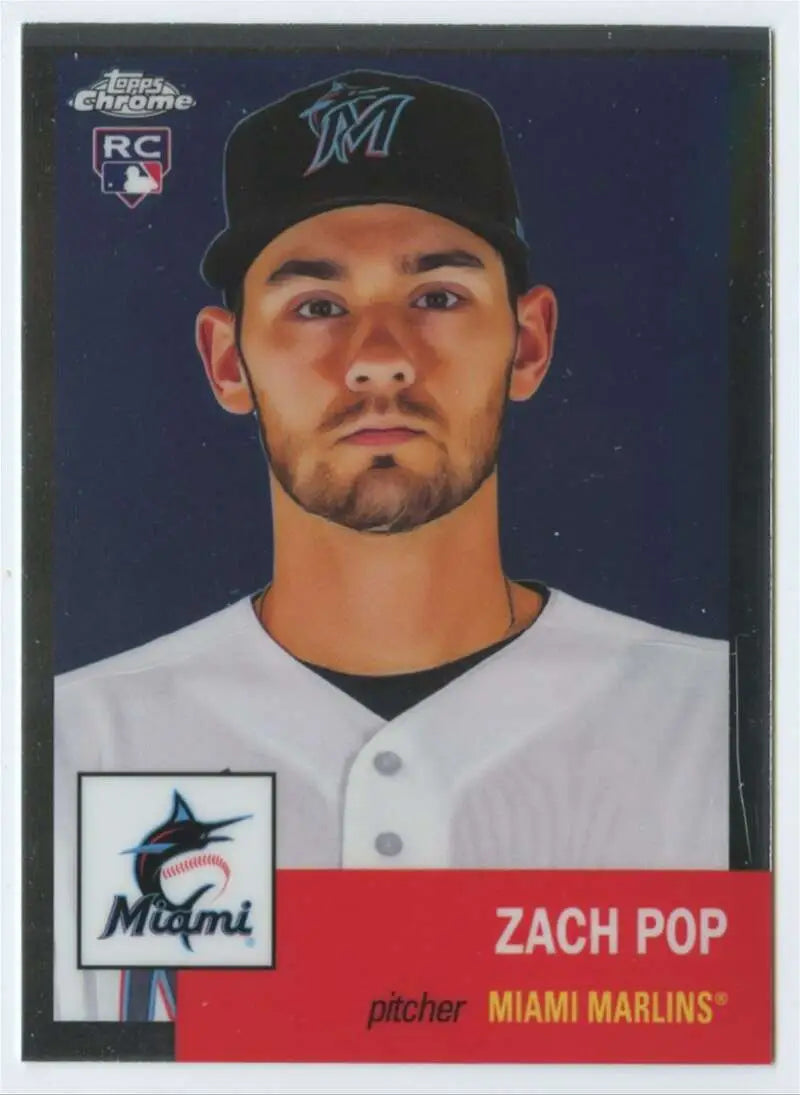 2022 Topps Chrome Platinum Anniversary #348 Zach Pop EX Excellent RC Rookie Miami Marlins Baseball Card - Baseball Card