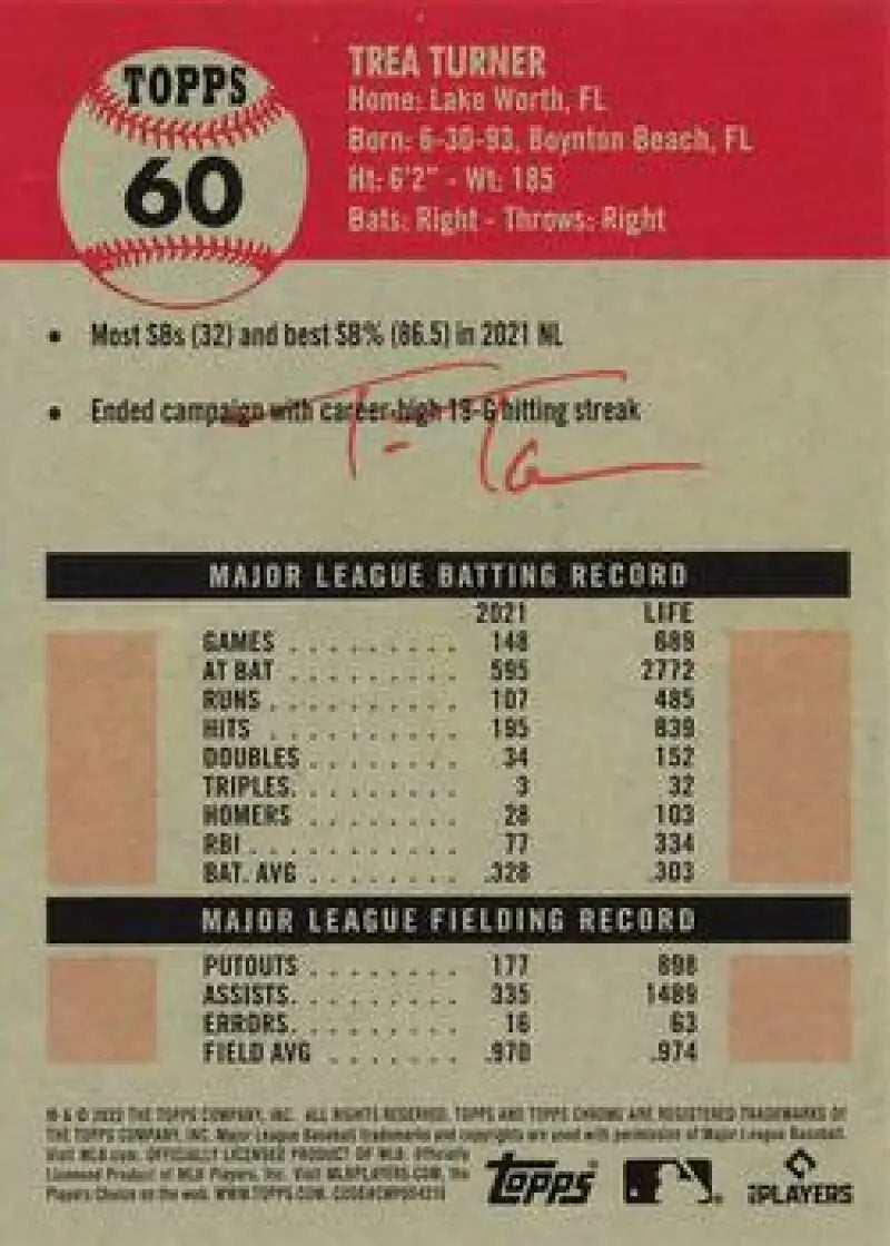 2022 Topps Chrome Platinum Anniversary #60 Trea Turner EX Excellent Los Angeles Dodgers Baseball Card - Baseball Card