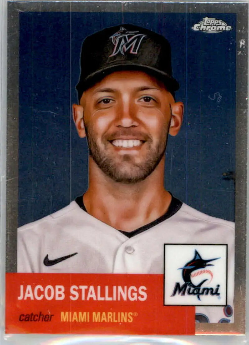 2022 Topps Chrome Platinum Anniversary #92 Jacob Stallings EX Excellent Miami Marlins Baseball Card - Baseball Card