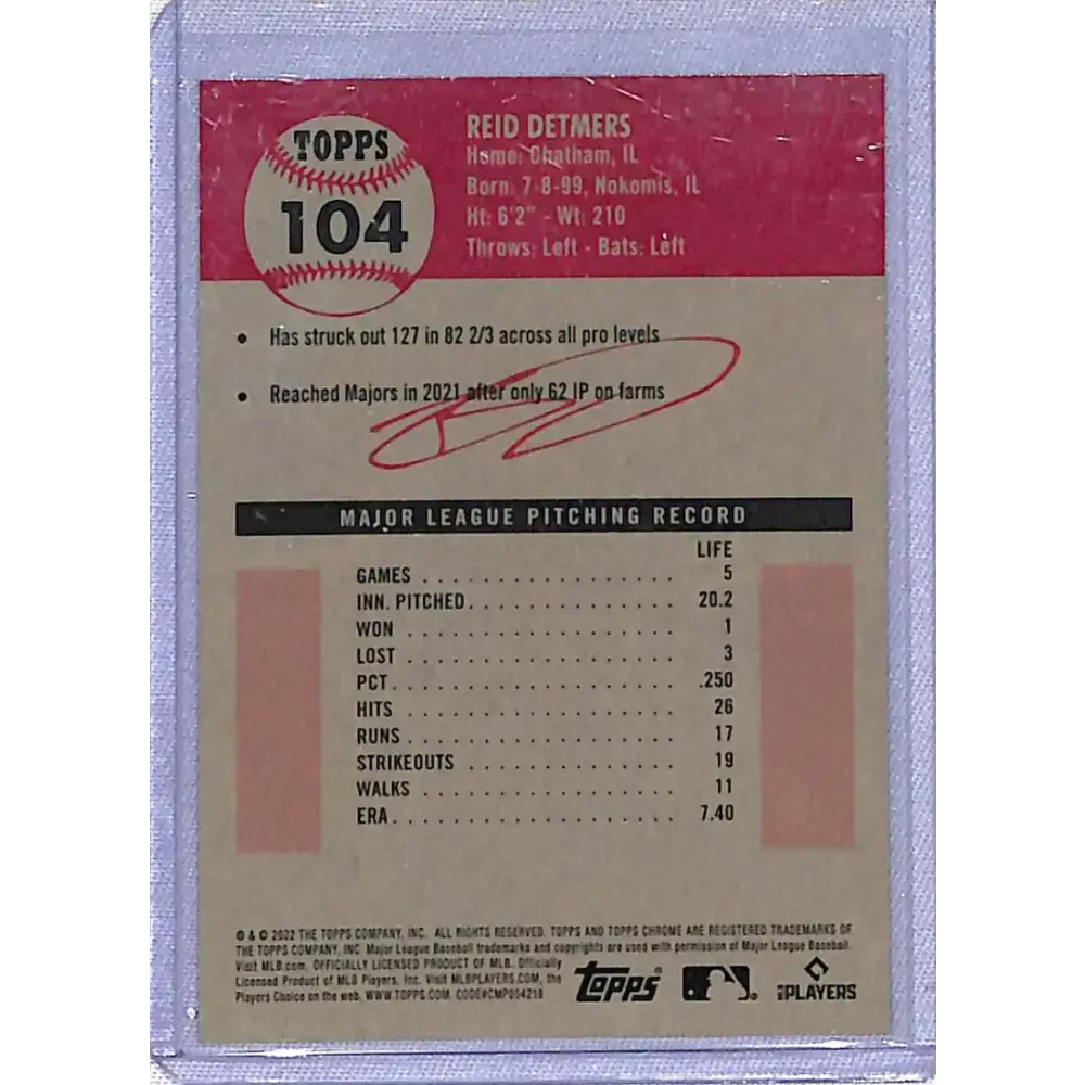 2022 Topps Chrome Platinum Anniversary X-fractor #104 Reid Detmers NM-MT Los Angeles Angels - Baseball Card Single