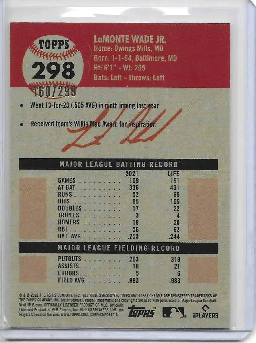 2022 Topps Chrome Platinum Aqua Lava Refractor #298 Lamonte Wade Jr 160/299 (3b) - Baseball Card Single
