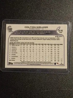 2022 Topps Chrome #RA-CWE Colton Welker Rookie Autographs - Baseball Card Single
