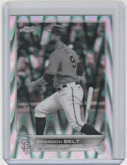 Baseball trading card of Brandon Belt, San Francisco Giants, Topps Chrome Raywave