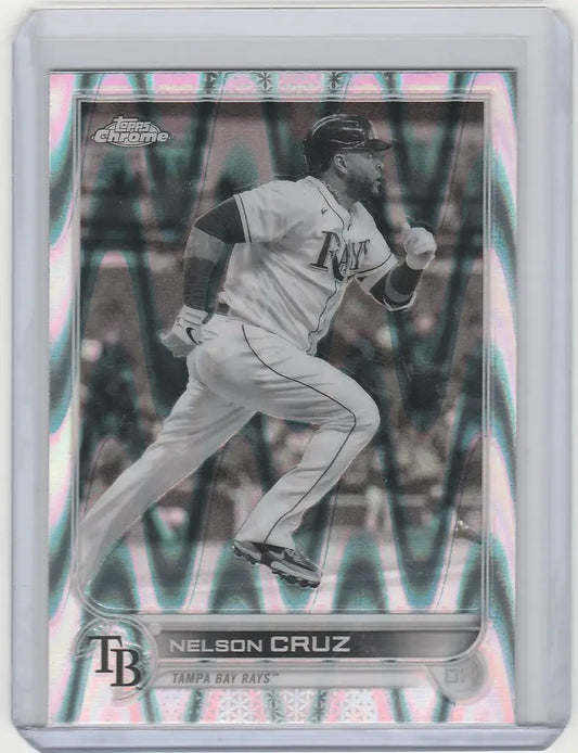 Baseball card of Nelson Cruz running for Tampa Bay Rays in Topps Chrome Raywave