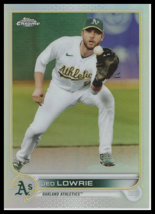 2022 Topps Chrome - Refractor Jed Lowrie 140 Oakland Athletics Baseball NM - Baseball Card Single