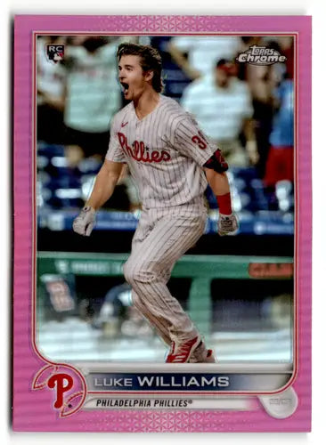 Pink Luke Williams baseball card from 2022 Topps Chrome Refractor Pink series