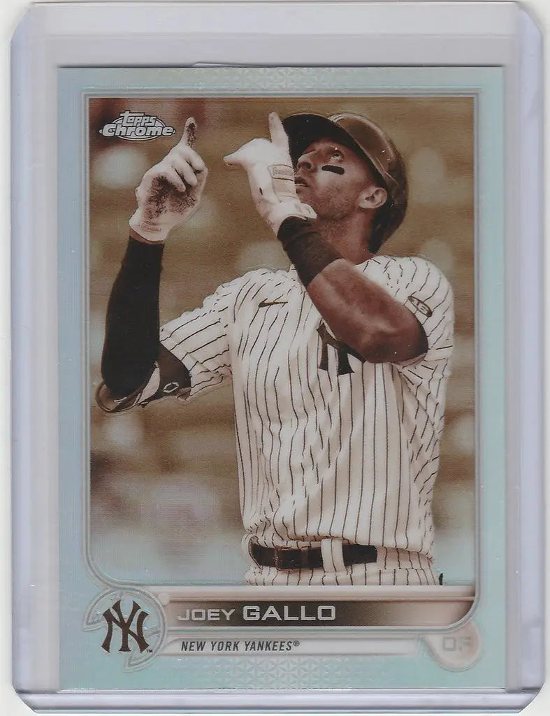 2022 Topps Chrome Sepia #178 Joey Gallo in New York Yankees pinstripes drinking water