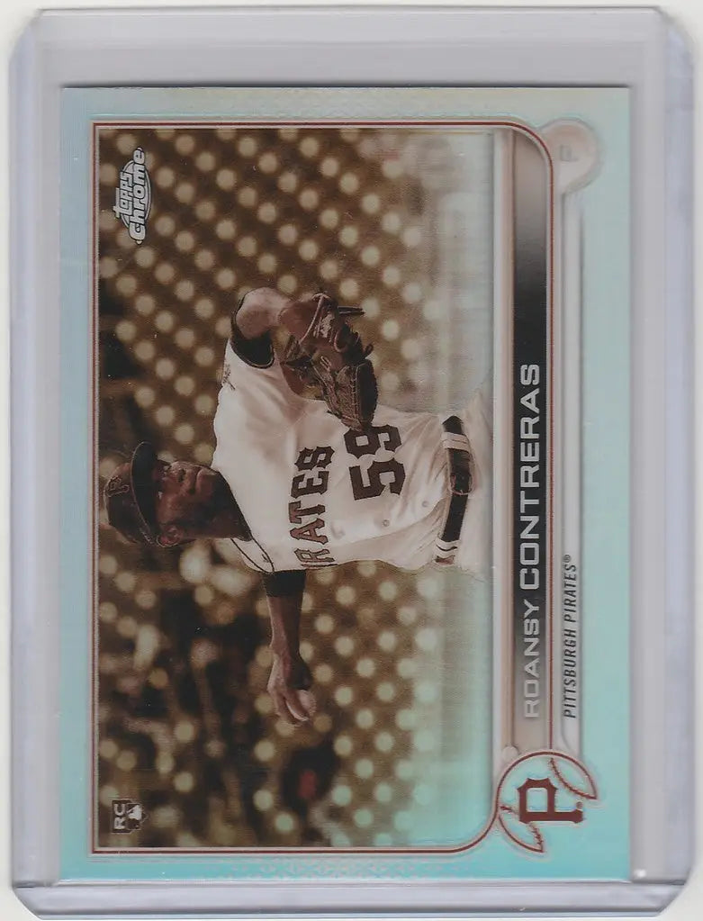 Baseball trading card of Roansy Contreras mid-throw in Topps Chrome Sepia design