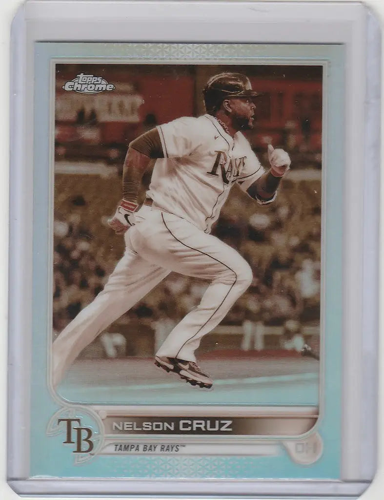 Baseball trading card of Nelson Cruz running for Tampa Bay Rays Topps Chrome Sepia 71