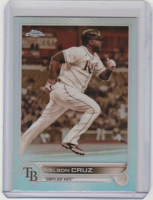 Baseball trading card of Nelson Cruz running for Tampa Bay Rays Topps Chrome Sepia 71