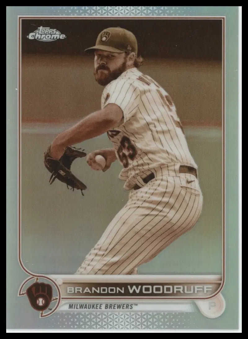 2022 Topps Chrome - Sepia Refractor Brandon Woodruff 44 Milwaukee Brewers NM - Baseball Card Single