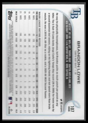2022 Topps Chrome Sonic #107 Brandon Lowe Tampa Bay Rays - Baseball Card Single