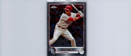 Lars Nootbaar baseball card from 2022 Topps Chrome Sonic #19 product display