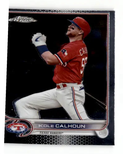 Kole Calhoun baseball card from 2022 Topps Chrome Sonic Edition featuring Rangers team