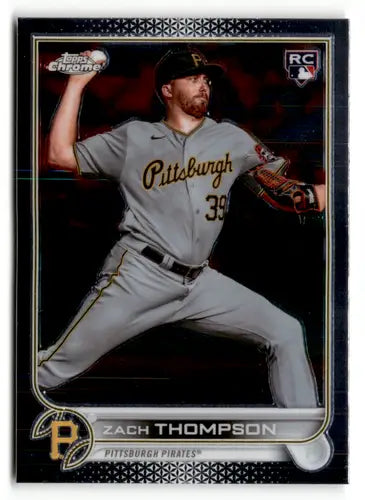 Original gloss Topps Chrome Sonic baseball trading card of Zach Thompson rookie from 2022