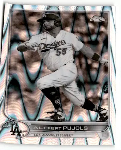 Albert Pujols baseball card from 2022 Topps Chrome Sonic Edition Refractor Black White RayWave