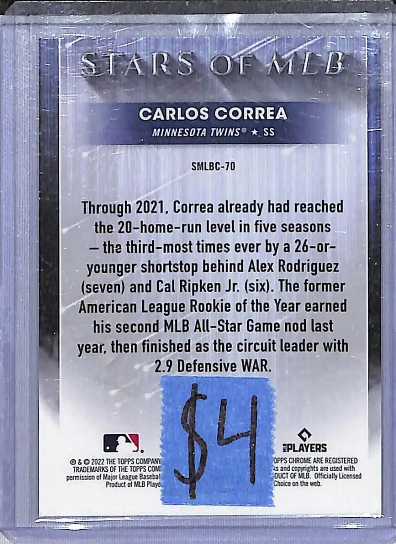 2022 Topps Chrome Stars of MLB #SMLBC-70 Carlos Correa NM-MT Minnesota Twins - Baseball Card Single