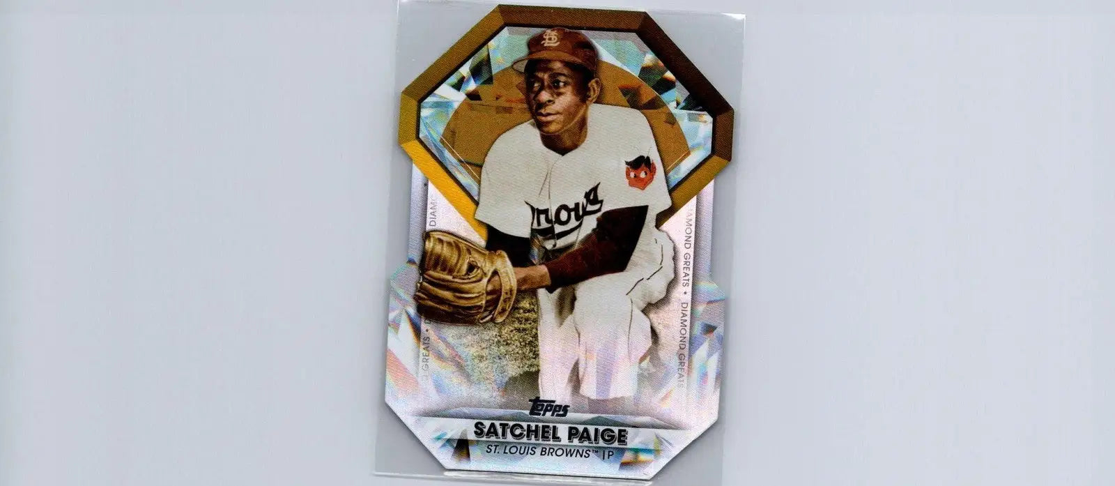 Satchel Paige baseball card from 2022 Topps Chrome Update Diamond Greats collection